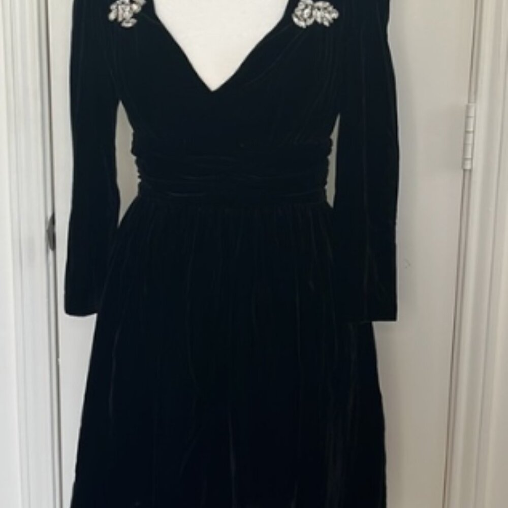 NWT The Kooples Paris Short Black Velvet Dress, Size 1!